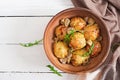 Delicious homemade meatballs with mushroom cream sauce. Royalty Free Stock Photo