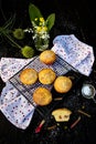 Muffins. Delicious homemade muffins with rhubarb Royalty Free Stock Photo