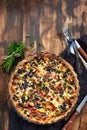 Delicious homemade mushrooms and cheese quiche ore tart Royalty Free Stock Photo