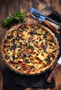 Delicious homemade mushrooms and cheese quiche ore tart Royalty Free Stock Photo