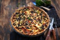 Delicious homemade mushrooms and cheese quiche ore tart Royalty Free Stock Photo