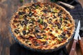 Delicious homemade mushrooms and cheese quiche ore tart Royalty Free Stock Photo