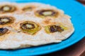 Delicious homemade pancakes on a bright plate Royalty Free Stock Photo