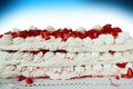 Delicious homemade Pavlova cake decorated with fresh strawberries