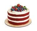 Delicious homemade red velvet cake with fresh berries Royalty Free Stock Photo