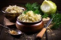 Delicious homemade sauerkraut, pickled cabbage