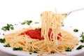 Delicious homemade spaghetti with tomato sauce Royalty Free Stock Photo