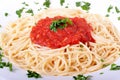 Delicious homemade spaghetti with tomatoe sauce Royalty Free Stock Photo