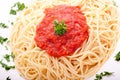 Delicious homemade spaghetti with tomatoe sauce Royalty Free Stock Photo