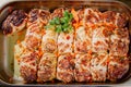 Delicious homemade stuffed cabbage leaves, sarmi. Sarmi, Bulgarian traditional food Royalty Free Stock Photo