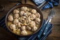 Delicious homemade swedish meatballs with mushroom cream sauce Royalty Free Stock Photo