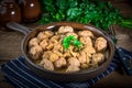 Delicious homemade swedish meatballs with mushroom cream sauce Royalty Free Stock Photo