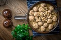 Delicious homemade swedish meatballs with mushroom cream sauce. Royalty Free Stock Photo