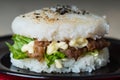 Delicious homemade yakiniku rice burger