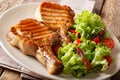 Delicious honey grilled chop pork served with a salad of fresh v Royalty Free Stock Photo