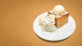 Delicious Honey toast with plate on background. Desserts and ice cream