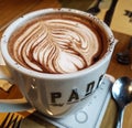 Delicious hot chocolate in bakery