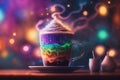 delicious hot coffee in a fantasy world Royalty Free Stock Photo