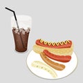 Delicious Hot Dog with A Delicious Iced Coffee