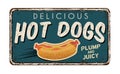 Delicious Hot Dogs vintage rusty metal sign Royalty Free Stock Photo