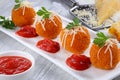 Delicious hot italian arancini on plate