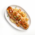 Delicious Hotdog Dish With Roasted Barramundi Steak And Garlic