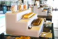 Delicious hotel restaurant allinclusive buffet with tasty food. Baking on plates