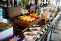 Delicious hotel restaurant allinclusive buffet with tasty food