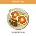 Delicious Huevos rancheros on plate from Mexican food