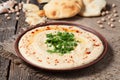 Delicious hummus creamy eastern traditional food Royalty Free Stock Photo