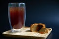 Delicious ice of americano with Traditional mooncakes on table.