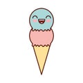 Delicious ice cream cone kawaii character Royalty Free Stock Photo