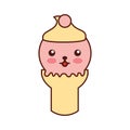Delicious ice cream cone kawaii character Royalty Free Stock Photo
