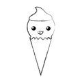 Delicious ice cream cone kawaii character Royalty Free Stock Photo