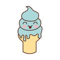 Delicious ice cream cone kawaii character Royalty Free Stock Photo