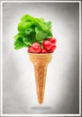 Delicious ice cream cone with radishes taste Royalty Free Stock Photo