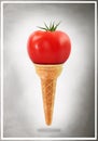 Delicious ice cream cone with tomato taste Royalty Free Stock Photo