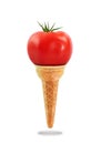 Delicious ice cream cone with tomato taste Royalty Free Stock Photo