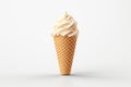 Delicious ice cream cone on white background, perfect summer treat for cooling off