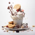 Delicious Ice Cream With Cookies And Snacks - A Mouthwatering Treat