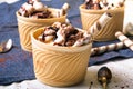 Delicious ice cream in a cup with chocolate sauce Royalty Free Stock Photo