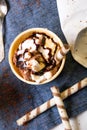 Delicious ice cream in a cup with chocolate sauce Royalty Free Stock Photo