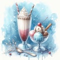 Delicious Ice Cream Delight: Summery Treat in Watercolor