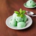 Delicious ice cream with mint, strawberry homemade homemade product