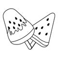 Delicious ice lolly icon cartoon in black and white