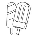 Delicious ice lolly icon cartoon in black and white