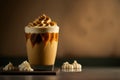 iced caramel frappuccino with caramel sauce on top