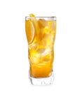 Delicious iced tea in glass on white background