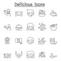 Delicious icons set in thin line style