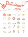 Delicious Icons Set On White